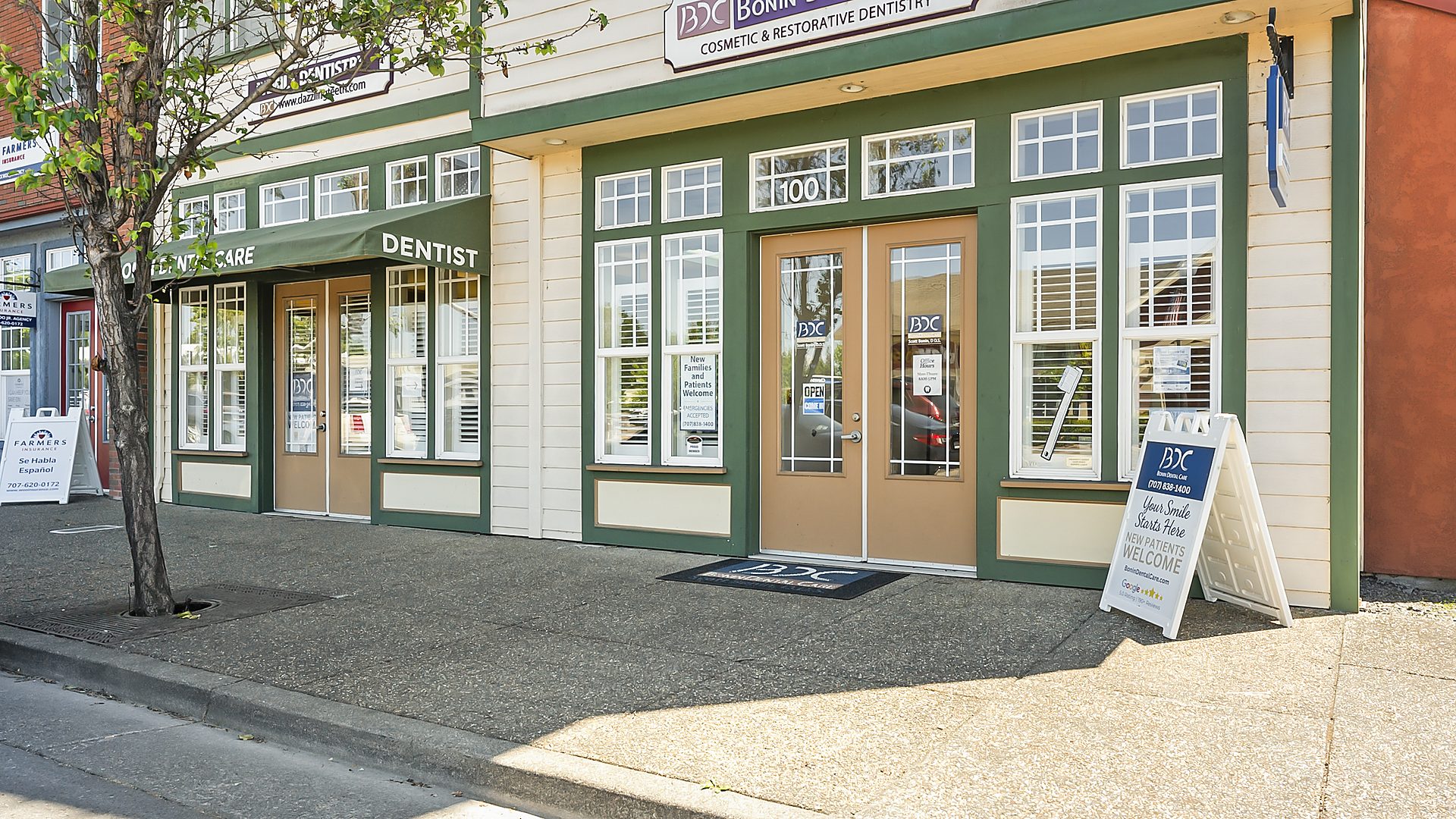 The Bonin Dental Care storefront in Old Downtown Windsor, CA